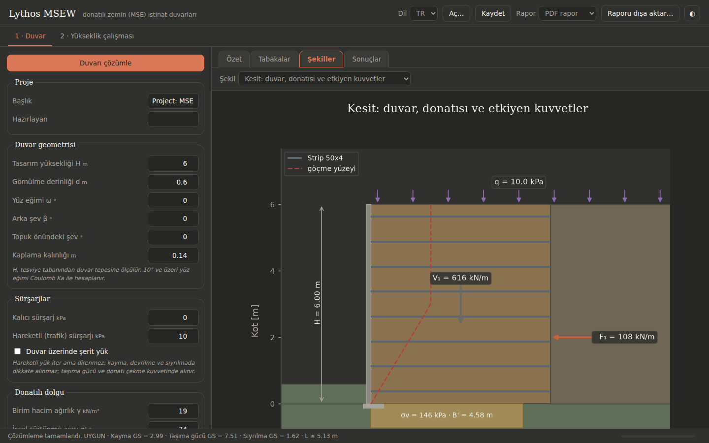 Section — dark theme, Turkish