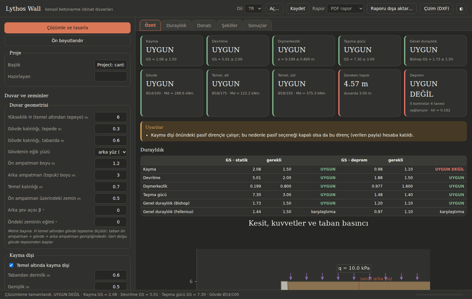 Earthquake — dark theme, Turkish